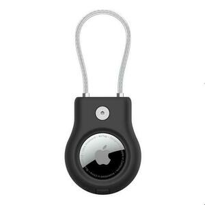 Suport securizat Belkin cu cablu metalic pentru AirTag Apple, Negru imagine