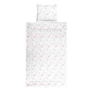 Set lenjerie pat cu 3 piese Lorelli Cosy Moons & Stars Pink, bumbac ranforce imagine