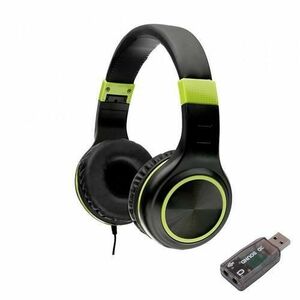 Casti Stereo Spacer SPHS-PEARL-GR-USB, Jack 3.5mm, USB, Cablu 1.8m, Microfon (Negru/Verde) imagine