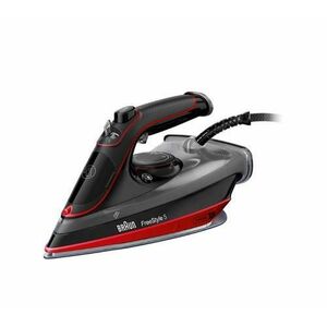 Fier de calcat Braun FreeStyle 5 SI5057RD, 2700 W, Talpa SuperCeramic, Jet de abur 220 g/min, Debit abur 50 g/min, Rezervor 300 ml, Abur vertical, Autocuratare (Negru/Rosu) imagine