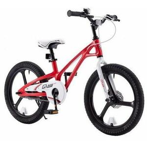 Bicicleta Copii RoyalBaby G1801C Galaxy, roti 18inch, cadru magneziu, frana pe disc, roti ajutatoare (Rosu/Alb) imagine