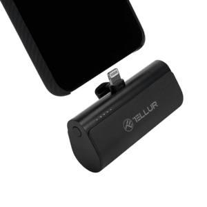 Acumulator extern Tellur PD203, 5000 mAh, QC3.0, 18 W + PD 20 W, Lightning (Negru) imagine