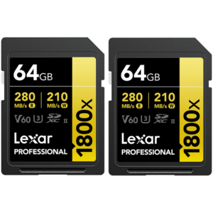 Set 2 carduri de memorie Lexar Professional 1800x LSD1800064G-B2NNU, 64GB, SDXC, UHS-II U3, V60 imagine