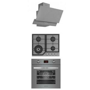 Pachet Cuptor electric incorporabil Studio Casa Terza Modern Parma Glass Grey, 6 Functii, 69 L + Plita gaz Studio Casa Terza Modern Parma Glass Grey + Hota decorativa sticla Studio Casa Terza Modern Parma Glass Grey, 300 mc/h, 3 Viteze (Argintiu) imagine