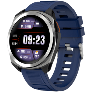 Smartwatch CANYON Maveric SW-83, Ecran IPS 1.32inch, GPS, Autonomie 7 zile, Monitor sanatate, ritm cardiac, somn, Waterproof IP68 (Argintiu/Albastru) imagine