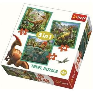 Puzzle Trefl 3 in 1 Lumea extraordinara a dinozaurilor, 106 piese imagine