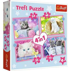 Puzzle Trefl 4 in 1 Pisicutele Dragalase, 35/48/54/70 piese imagine