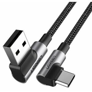 Cablu Date si Incarcare USB-A - USB-C UGREEN US176 Angled, 60W, 0.5m, Negru imagine