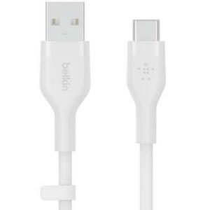 Cablu de incarcare Belkin, Boost Charge Flex, Silicon, USB-A la USB-C, 2M, Alb imagine