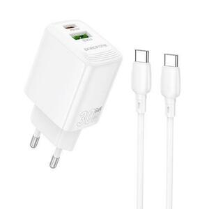 Incarcator Retea Cu Cablu USB-C Borofone BN29 Fuente, 30W, 3A, 1 x USB-A - 1 x USB-C, Alb imagine