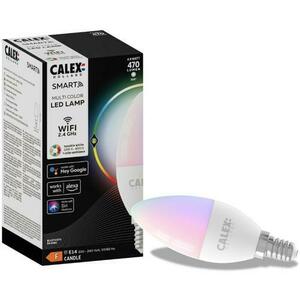 Bec LED RGB inteligent Calex, Wi-Fi, Bluetooth, B35, E14, 4.9W, 470 lm, lumina alba si colorata, Clasa energetica F imagine