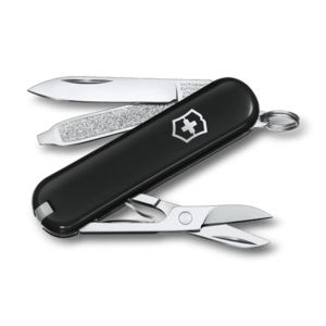Briceag multifunctional Victorinox lass SD Swiss Army Knife 0.6223.3G, Lama mica, foarfece, breloc, penseta, scobitoare, pila de unghii, surubelnita 2.5mm (Negru) imagine