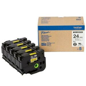 Banda Laminata Brother HGE651V5, 24 mm, 5 buc. (Negru/Galben) imagine