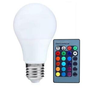Bec Smart LED Multicolor, cu telecomanda, bec RGB, 5W (Alb) imagine