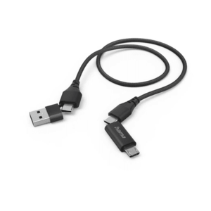 Cablu date Hama 201537, 4 in 1, USB-C/USB-A - USB-C/MicroUSB, 1.5m (Negru) imagine