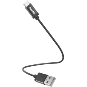 Cablu de date Hama 201600, USB-A - USB-C, 0.2 m (Negru) imagine