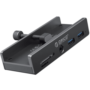 Hub USB Orico MH5PMM Clamp, 2 x USB-A 3.0, 1 x SD, 1 x microSD, 1 x Jack 3.5mm (Negru) imagine
