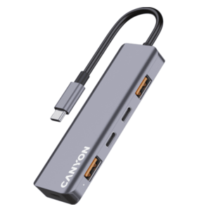 Hub Canyon DS-18 5in1, 2 x USB, 3 x USB Type-C (Gri) imagine