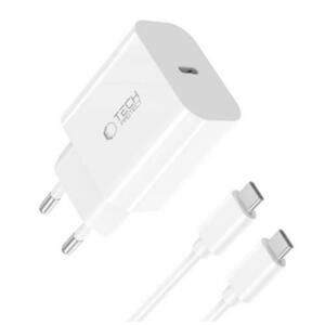 Incarcator Retea Cu Cablu USB-C Tech-Protect NC20W, 20W, 3A, 1 x USB-C, Alb imagine