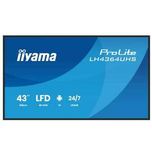 Ecran Profesional VA LED Iiyama 43inch LH4364UHS-B1AG, UHD (3840 x 2160), HDMI (Negru) imagine