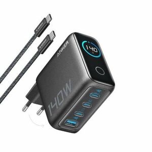 Incarcator de retea Anker Zolo 140W, Digital Display, 3x USB-C, 1x USB-A, PD 3.1, cablu USB-C inclus, Negru imagine