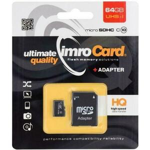 Card de memorie Imro, micro SDHC UHS-1 64GB (Clasa 10) + Adaptor SD imagine