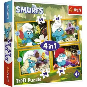 Puzzle Trefl 4in1 Strumfii Viata In Satul Strumfilor imagine