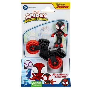 Set motocicleta si figurina Marvel Spidey and his Amazing Friends - Miles Morales, 6 cm imagine