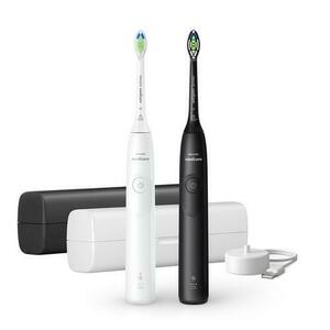 Set Periute de dinti electrice sonice Philips Seria 5300 HX7109/01, 2 viteze, 62.000 oscilatii, Temporizator, Husa calatorie (Alb/Negru) imagine