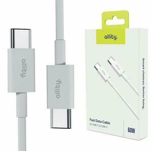 Cablu de date si incarcare Allity AUC-03, USB-C to USB-C, 60W, 2m, Alb imagine