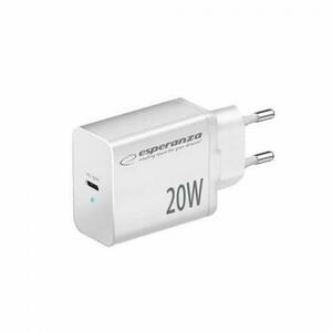 Incarcator de retea Esperanza EZC104W, 20W, Usb-C PD, Alb imagine