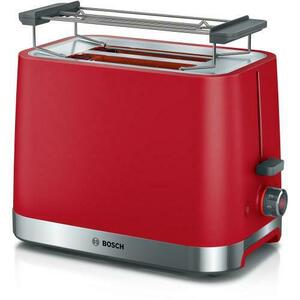 Prajitor de paine compact Bosch TAT4M224, 950 W, setari pt decongelare si incalzire, suport pt incalzire chifle, high lift, oprire automata, rumenire uniforma, fara BPA pt elemente plastic (Rosu) imagine
