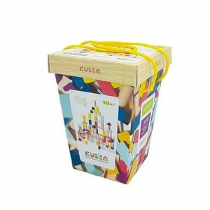 Joc din lemn Cubika 100 de piese de constructie (Multicolor) imagine