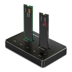 Statie andocare SSD Qoltec 52274, M.2, SATA, DUAL 2x2TB, USB-C (Negru) imagine