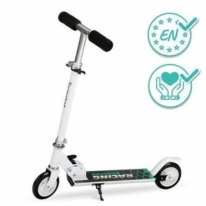Trotineta copii QKIDS FLO Green, Rulmenti ABEC-9, Roti poliuretan 85A, Ghidon T-shape, Platforma anti-derapanta, Defender brake, Aluminiu imagine