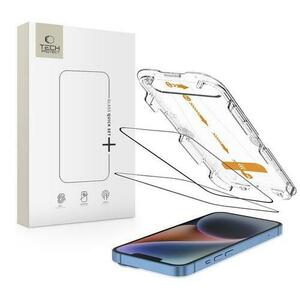 Folie de protectie Ecran Tech-Protect QUICK SET+ pentru Apple iPhone 16e / 14 / 13 Pro / 13, Sticla Securizata, Full Glue, Set 2 bucati, Cu Rama Ajutatoare, Neagra imagine