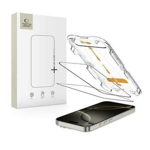 Folie de protectie Ecran Tech-Protect QUICK SET+ pentru Apple iPhone 16 Pro Max, Sticla Securizata, Full Glue, Set 2 bucati, Cu Rama Ajutatoare, Neagra imagine