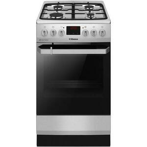 Aragaz Hansa FCMX5825092, Mixt, 4 arzatoare, Aprindere electrica, Dispozitiv siguranta, 65 l, Grill, Timer, Clasa A, 50 cm (Inox) imagine
