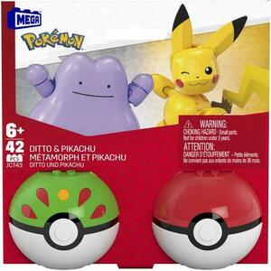 Set de constructie Pokemon Mega Construx - Doua Bile, Ditto si Pikachu, 42 piese imagine