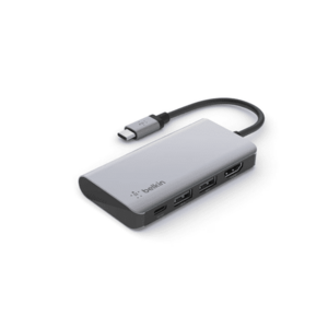 Hub Belkin BEL-0154, USB-C 4 in 1, 2x USB-A, USB-C, HDMI (Gri) imagine