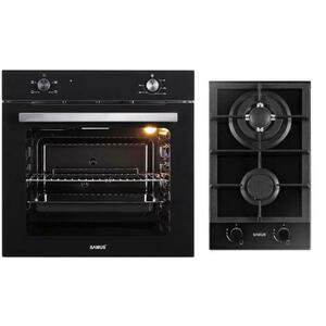 Pachet Samus B14 Cuptor incorporabil Samus SC621G4, Electric, 81 L, 4 functii + Plita incorporabila Samus PSG-32SG2, Gaz, 2 Arzatoare, Aprindere electrica, Siguranta (Negru) imagine
