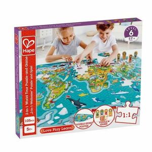 Puzzle 2-in-1 Hape - Turul Lumii imagine