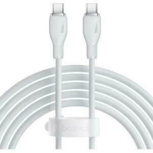 Cablu de date Baseus Pudding, Fast Charging, USB Type-C la USB Type-C, 100W, 2m, Alb imagine