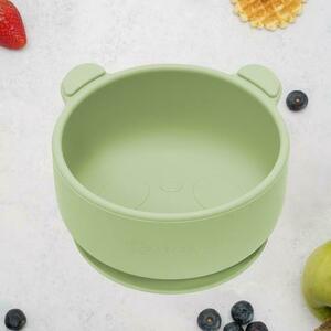 Bol din silicon cu ventuza AppeKids The Little Bear Raw Green, 6 luni+ imagine