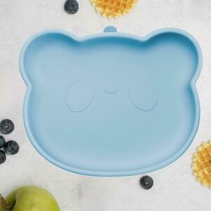 Farfurie din silicon cu ventuza AppeKids The Little Bear Aqua Blue, 6 luni+ imagine