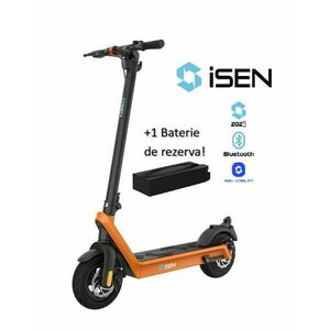 Trotineta electrica pliabila iSEN X9 Plus 2025, Bluetooth, roti 10inch, motor 850W, autonomie maxima 65km, viteza 40km/h, baterie detasabila 15.6Ah (Portocaliu) + 1 baterie X9 Plus 36V imagine