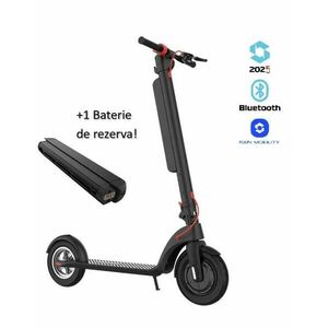 Trotineta electrica pliabila iSEN X8 2025, aplicatie dedicata, roti 10inch, motor 350W, autonomie 45km, viteza 38km/h, baterie detasabila (Negru) + 1 baterie X8 2025 36V imagine