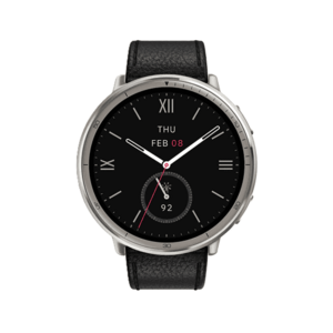 Smartwatch Amazfit Active 2, Ecran AMOLED 1.32inch, Bluetooth 5.2, Leather Strap (Negru) imagine