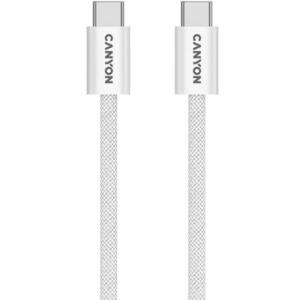 Cablu de date Canyon OnWire 60MG, USB-C - USB-C, 1 m (Alb) imagine