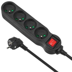 Prelungitor electric cu comutator Maclean MCE185, 5 prize, 5m, Negru imagine